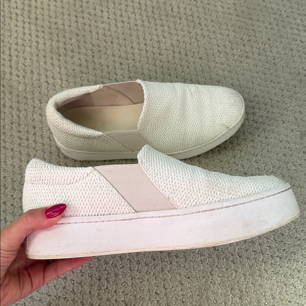 Vince White Raffia Slip-On Sneakers | Summer  Style | 8.5